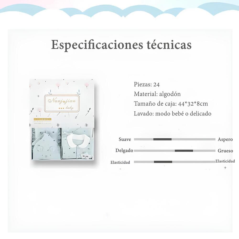 Pack Ajuar Bebé Ropa Algodón 24 Piezas Celeste Lubabycas image number 5.0
