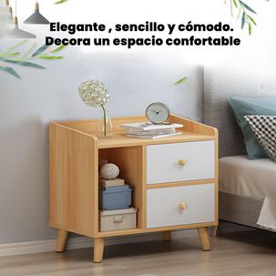 Velador Retro 2 Cajones Marrón Claro 48x30x43 Cm
