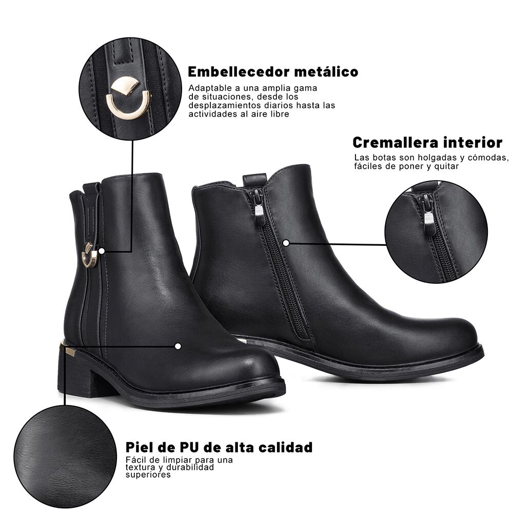 Botin Casual Mujer Eco Cuero Clasico Comodo Weide Hx509 image number 7.0