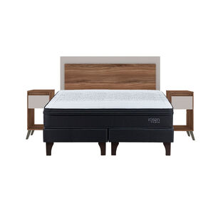 Cama Europea Rosen Tempo / 2 Plazas / Base Dividida + Set De Maderas Milan