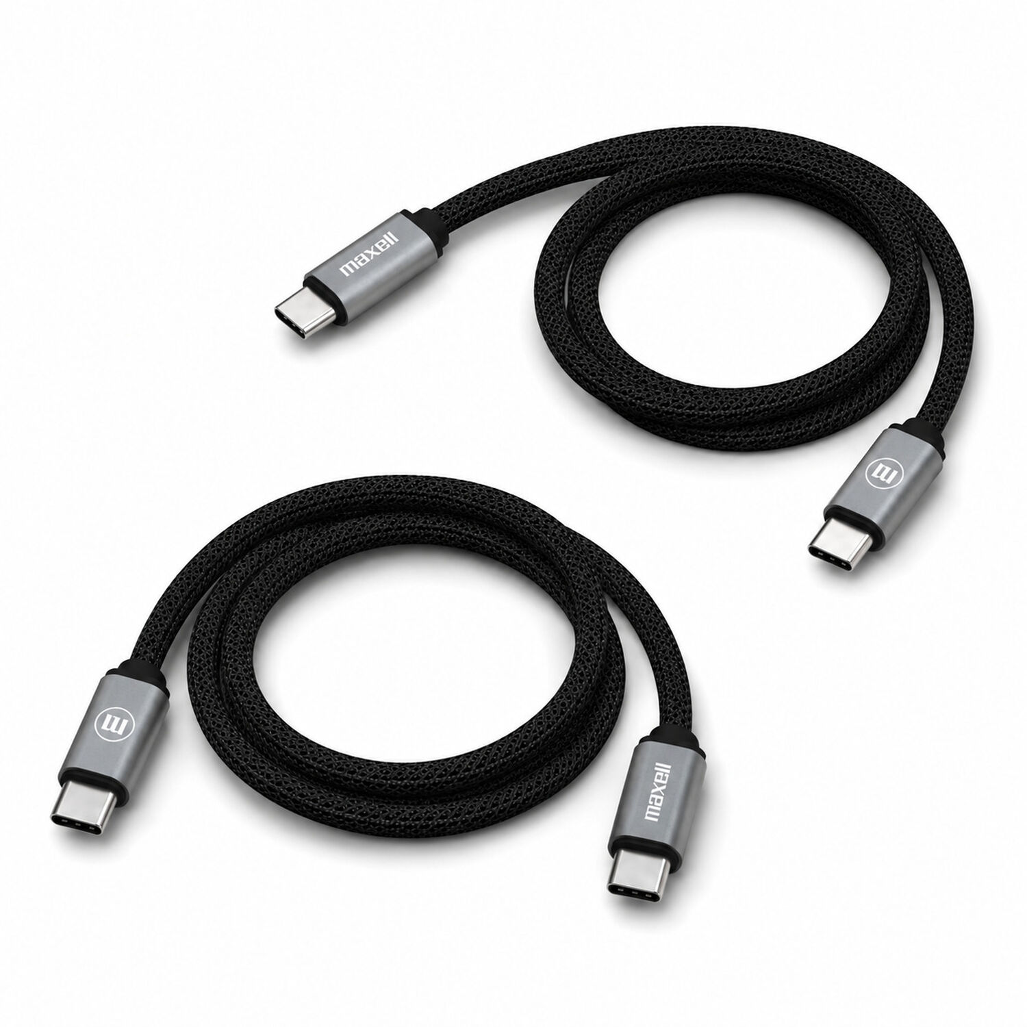Pack 2 Cable Trenzado Magn&eacute;tico 100w Usb C A Usb C Maxell 2 Metros Carga R&aacute;pida Negro image number 1.0