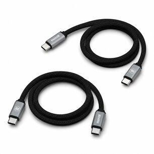 Pack 2 Cable Trenzado Magn&eacute;tico 100w Usb C A Usb C Maxell 2 Metros Carga R&aacute;pida Negro