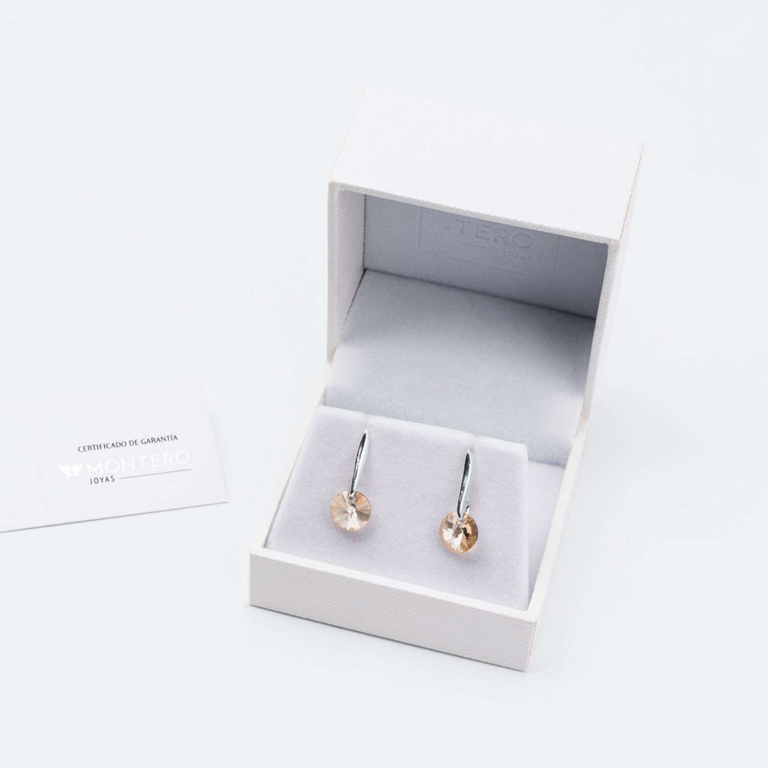 Aros Punto De Luz Plata Italiana 925 Y Cristal Genuino Golden Shadow image number 2.0