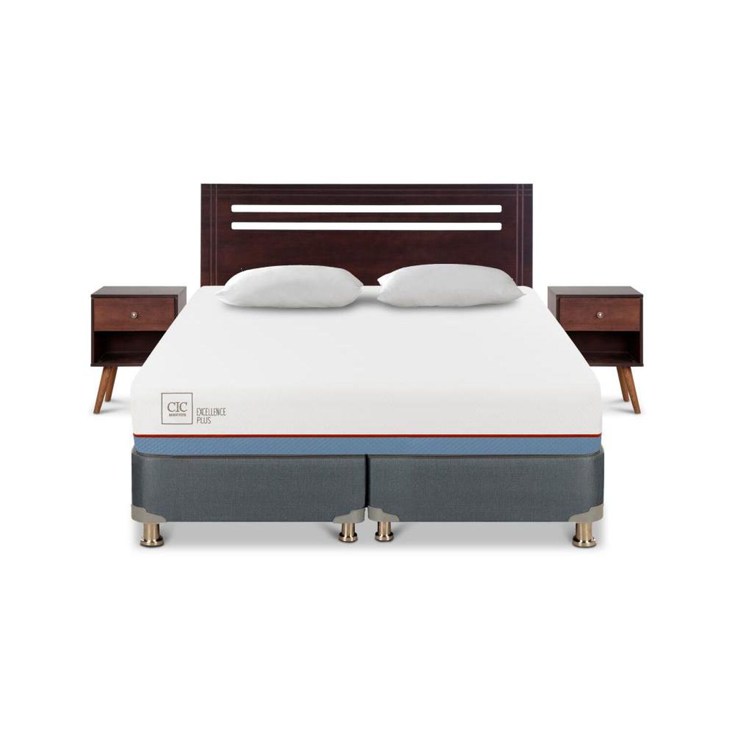 Cama Americana Cic Excellence Plus / 2 Plazas / Base Dividida + Set De Maderas image number 0.0
