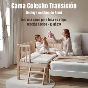 Cama Cuna Colecho Madera 150*70*86cm Con Colch&oacute;n Lubabycas