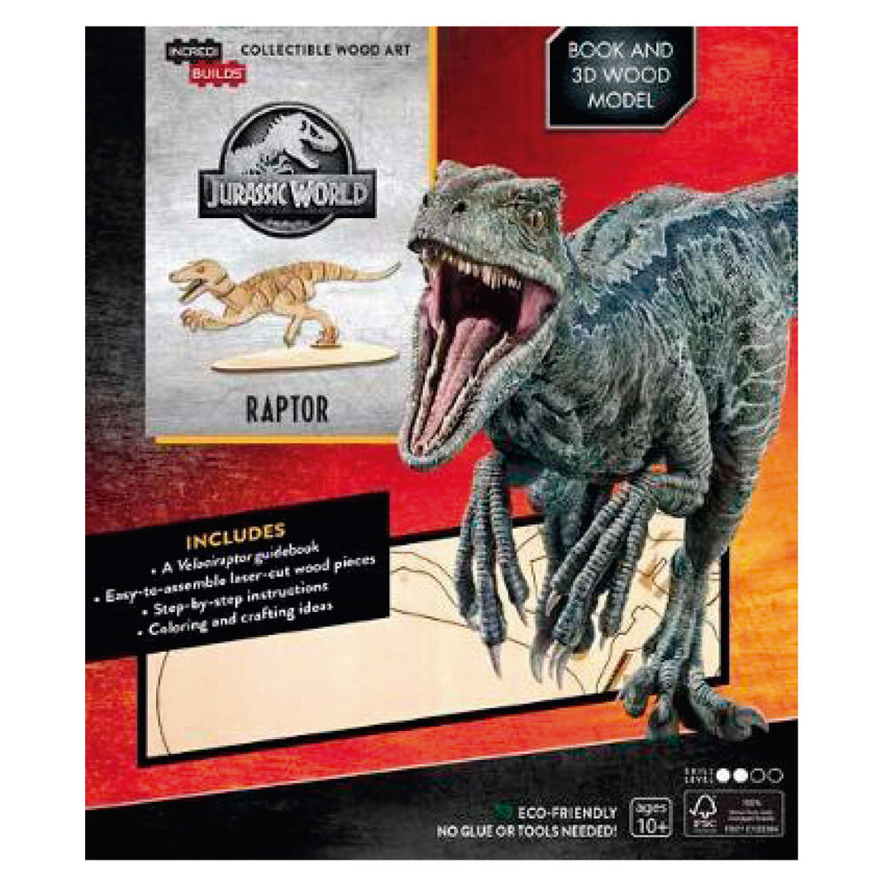 Jurassic World Raptor Libro Y Modelo Para Armar 3d-madera image number 0.0