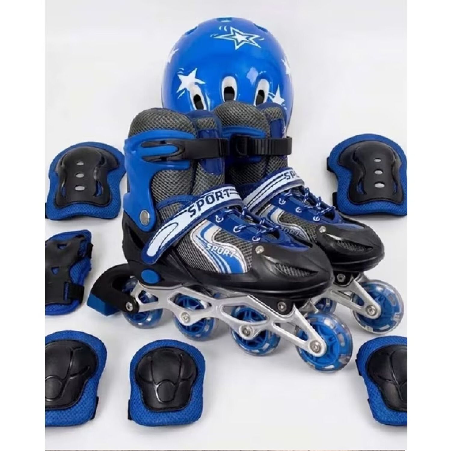 Set Patines Lineales Con Juego De Protecci&oacute;n Azul S (31-34). image number 4.0
