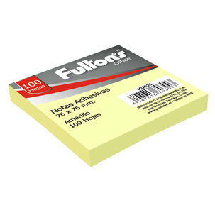 Nota Adhesiva 654 76x76 Mm. 100 Hjs. 1 Un. Amarillo Fultons