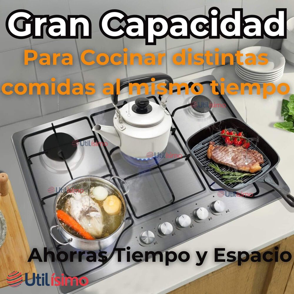 Cocina Encimera Gas Licuado 5 Platos Acero Inoxidable image number 7.0