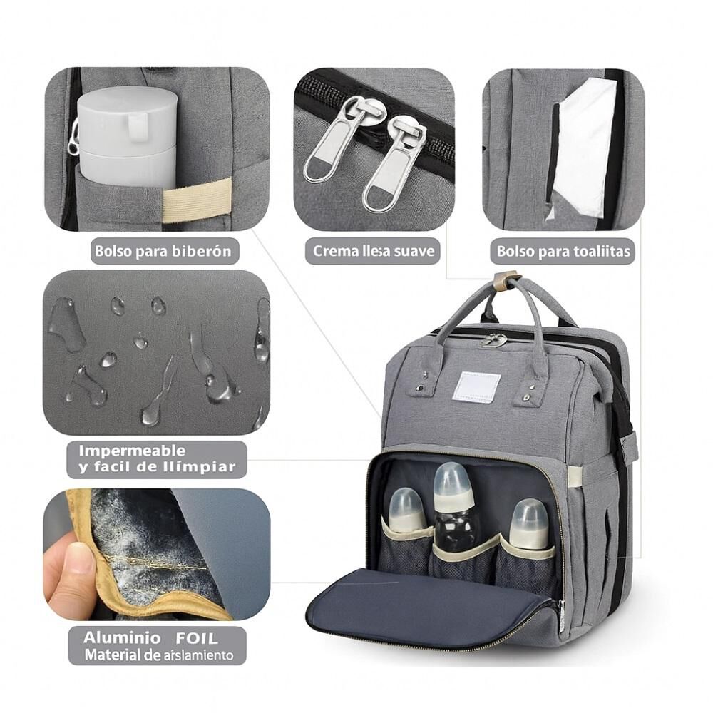Mochila 3 En 1 Pañalera Cuna Y Mudador Portátil Para Bebés image number 3.0