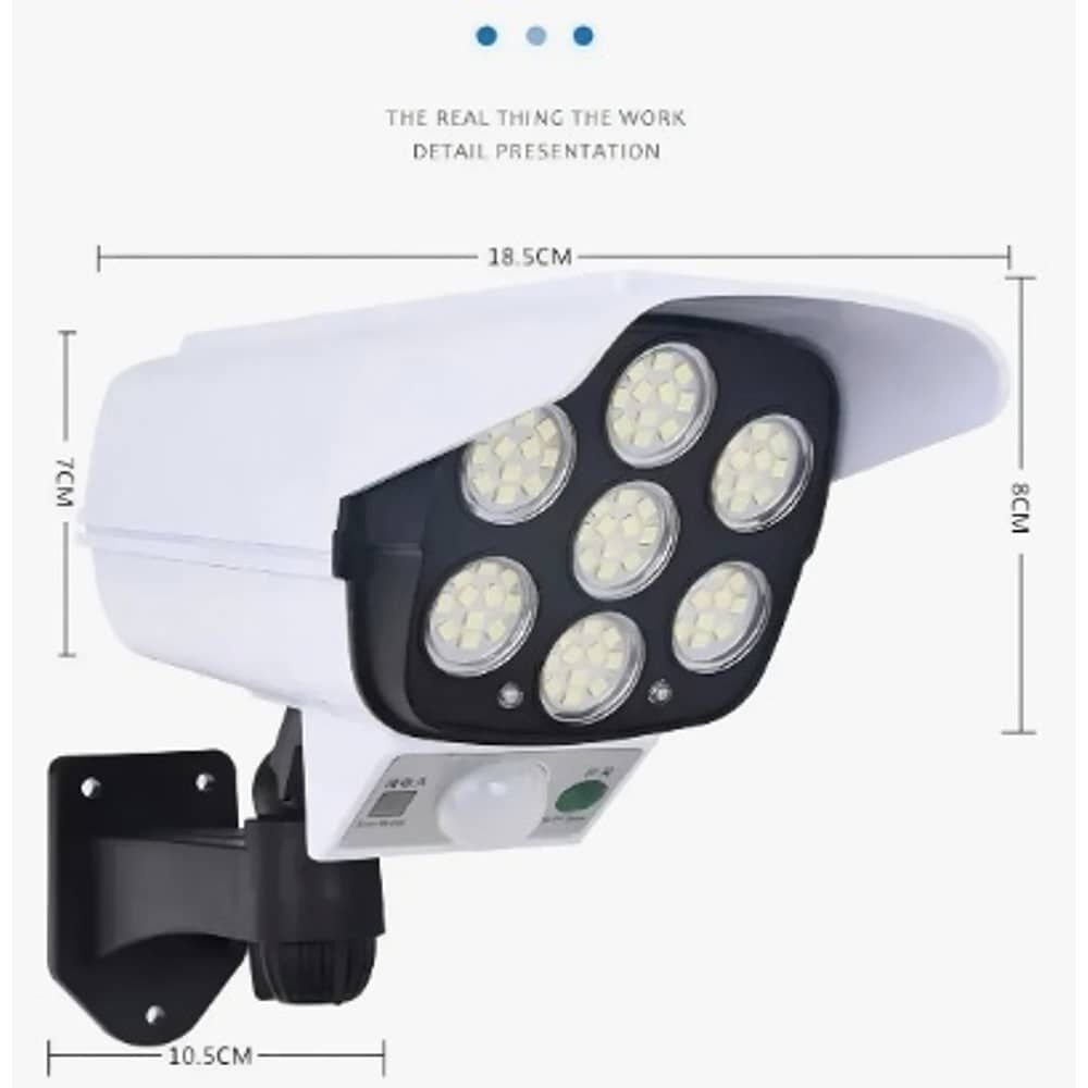 Foco Solar Simula Camara De Seguridad Sensor De Movimiento Color Blanco image number 4.0