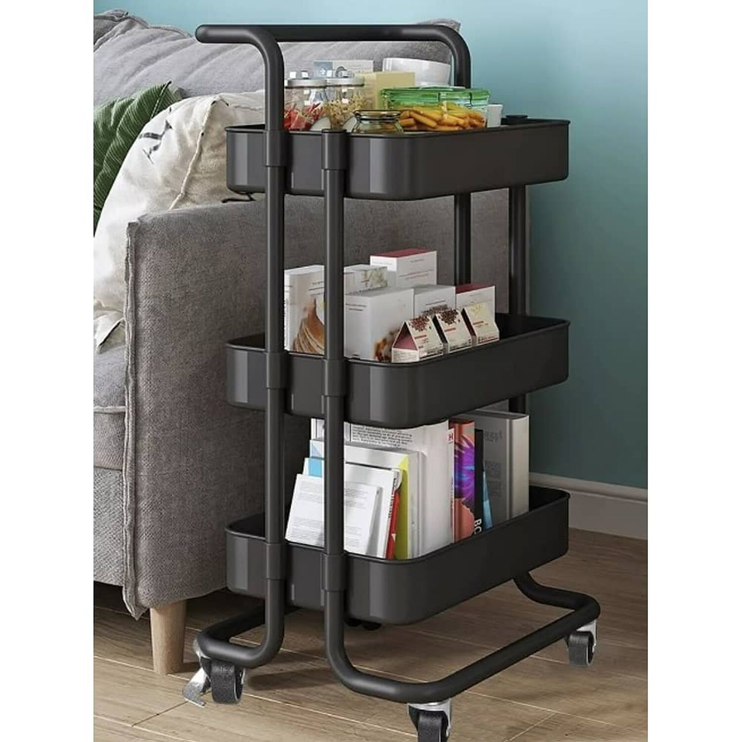 Carro Organizador Mueble Estante De Almacenamiento 3 Nivele Color Negro image number 2.0
