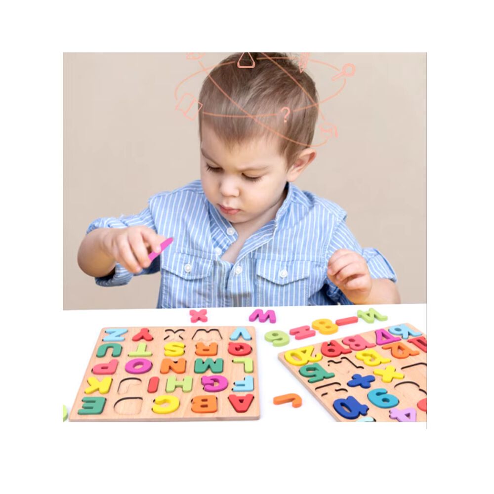Juego Madera Letras N&uacute;meros Did&aacute;ctico Ni&ntilde;os Abecedario Encaj image number 14.0