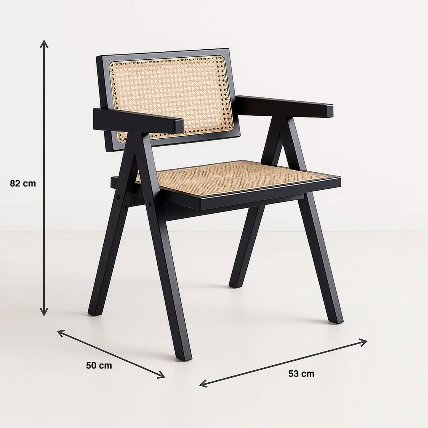 Silla Sitial Butaca Chandigarh Madera Rattan Negra image number 6.0