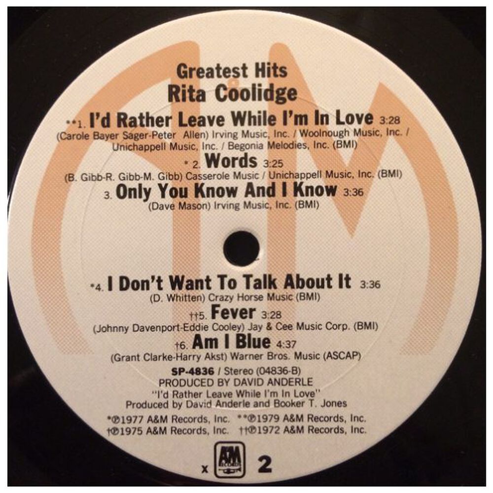 Rita Coolidge - Greatest Hits | Vinilo Usado image number 3.0