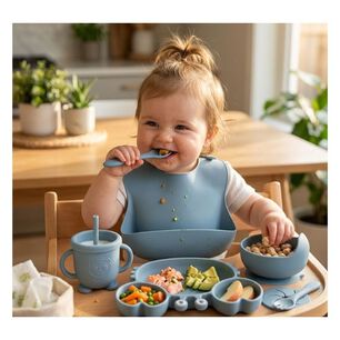 Set Alimentacion Bebe Silicona Plato Cangrejo