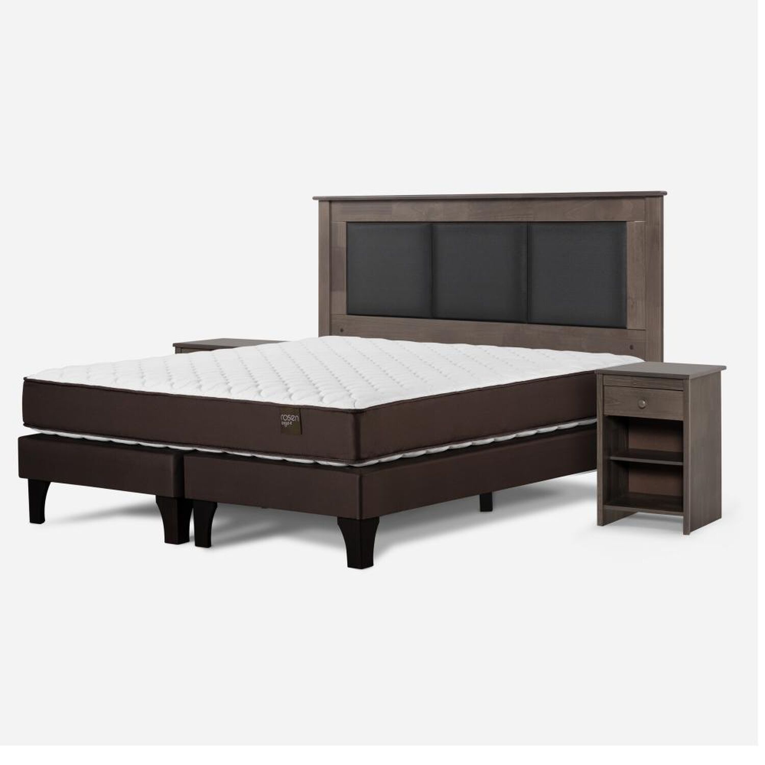 Cama Europea Rosen Ergo T New / King / Base Dividida  + Set Maderas Rachel Gris image number 1.0