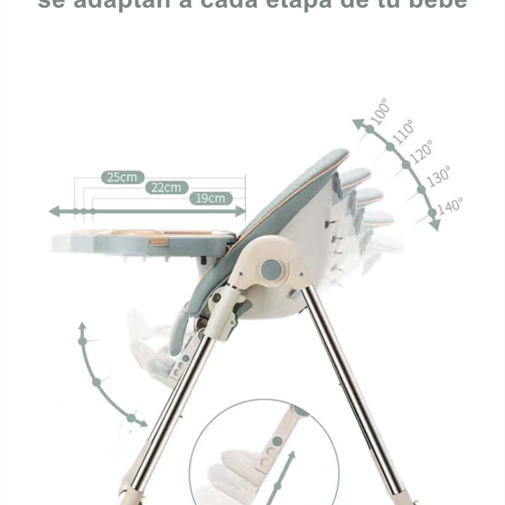 Silla De Comer Reclinable Y Plegable Crema Lubabycas image number 5.0
