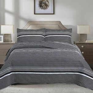 Quilt Andes Estampado Listado Negro 2 Plazas