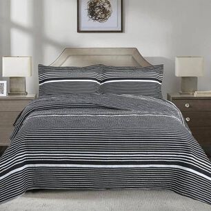 Quilt Andes Estampado Listado Negro 2 Plazas