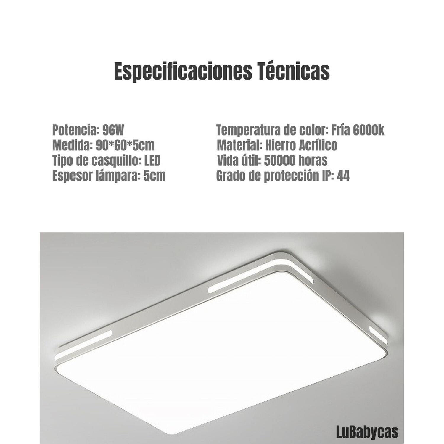 L&aacute;mpara De Techo Led 90x60cm 96w By Lubabycas image number 5.0