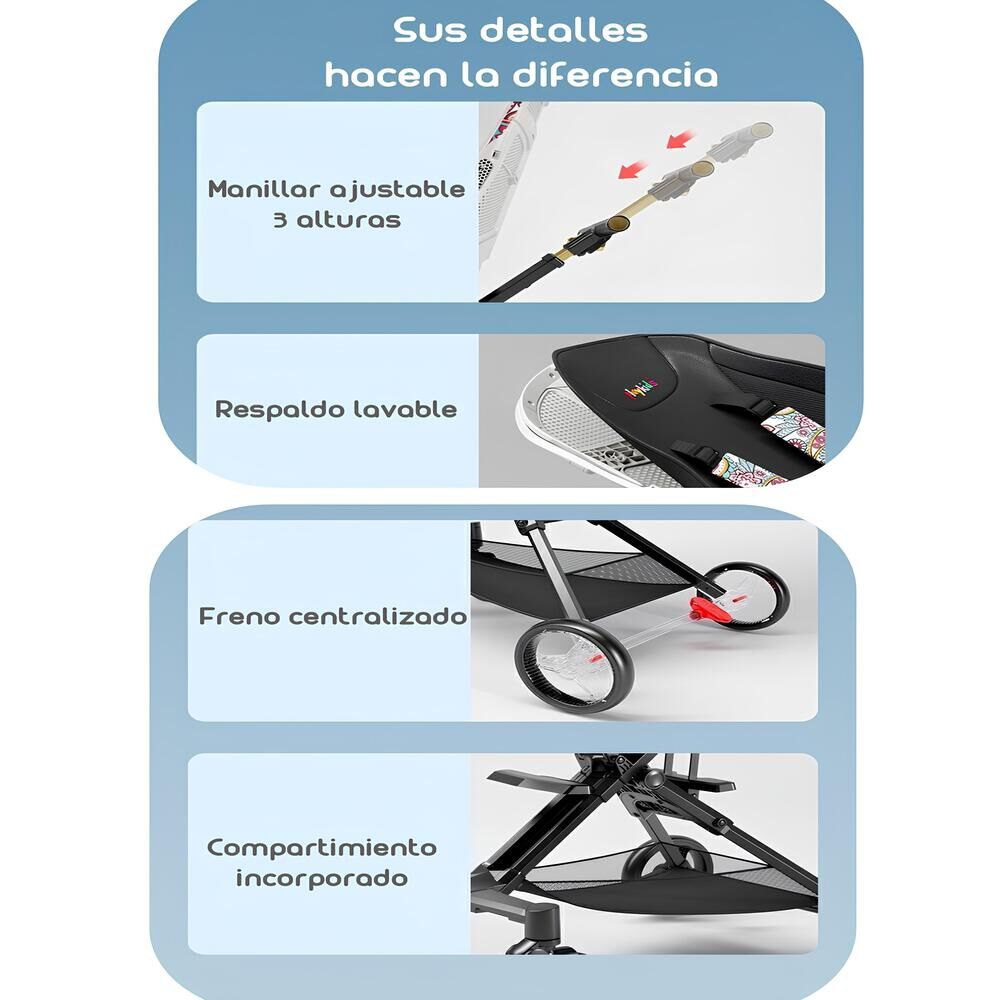 Coche De Paseo 360&deg; Reclinable Playkids Blanco Lubabycas image number 6.0