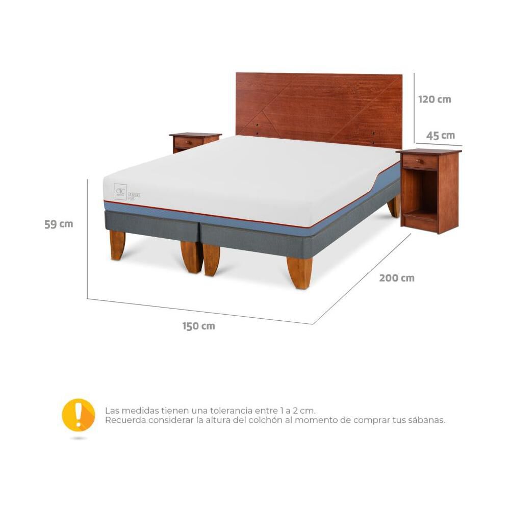 Cama Europea Cic Excellence Plus / 2 Plazas / Base Dividida + Set De Maderas image number 2.0