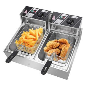 Freidora El&eacute;ctrica 12l Acero Inox 5500w Potente 2 Puestos