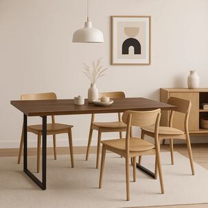 Mesa De Comedor Estilo Industrial 160x90 - Madera Oscura Walnut