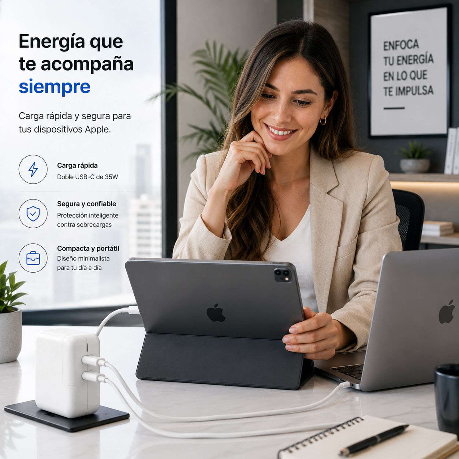 Adaptador Usb-c Doble Puerto 35w Compatible Iphone Ipad image number 5.0