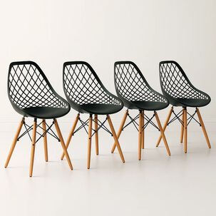 Pack De 4 Sillas Eames Enrejada Mesh - Negra