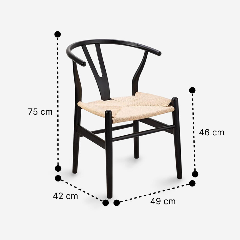 Pack 4 Sillas De Comedor Wishbone Madera Negra image number 1.0