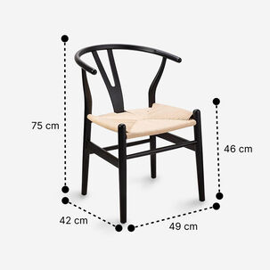 Pack 4 Sillas De Comedor Wishbone Madera Negra