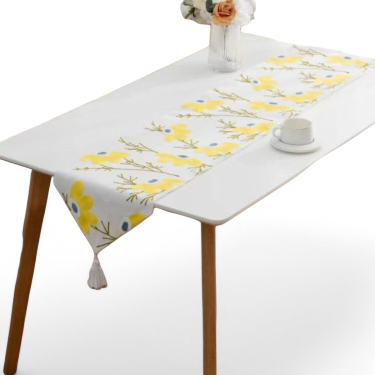 Camino De Mesa Bordado Medida 33x180cm Corredor De Mesa Con Flecos Cmb-13 image number 0.0