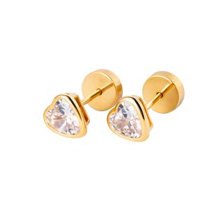 Aros Abridores Coraz&oacute;n 6 Mm Oro 18k Con Circ&oacute;n Y Tope A Presi&oacute;n