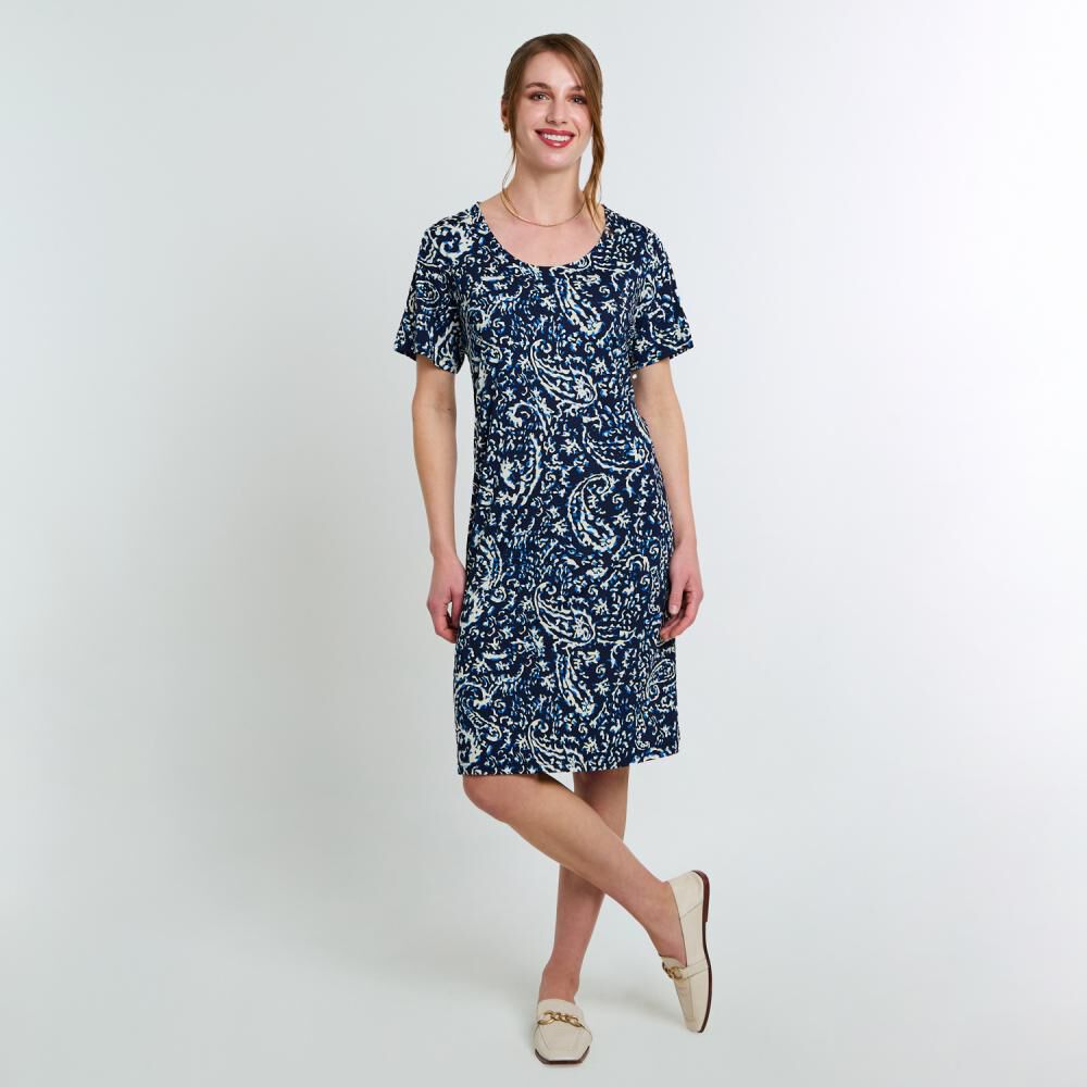 Vestido Full Print Manga Corta Cuello Redondo Mujer Lesage image number 1.0
