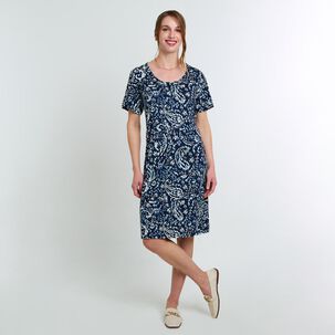 Vestido Full Print Manga Corta Cuello Redondo Mujer Lesage