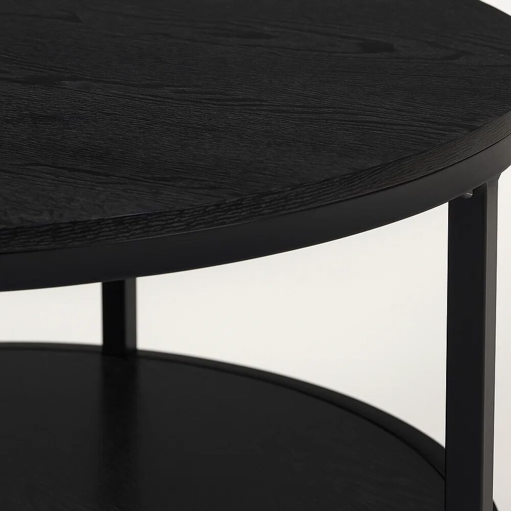 Mesa De Centro Redonda Negra - Diseño Moderno Con Doble Nivel image number 5.0
