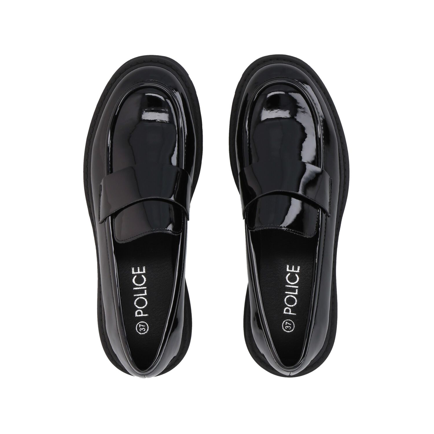 Mocas&iacute;n Mujer Negro Plataforma Glossy Police image number 1.0