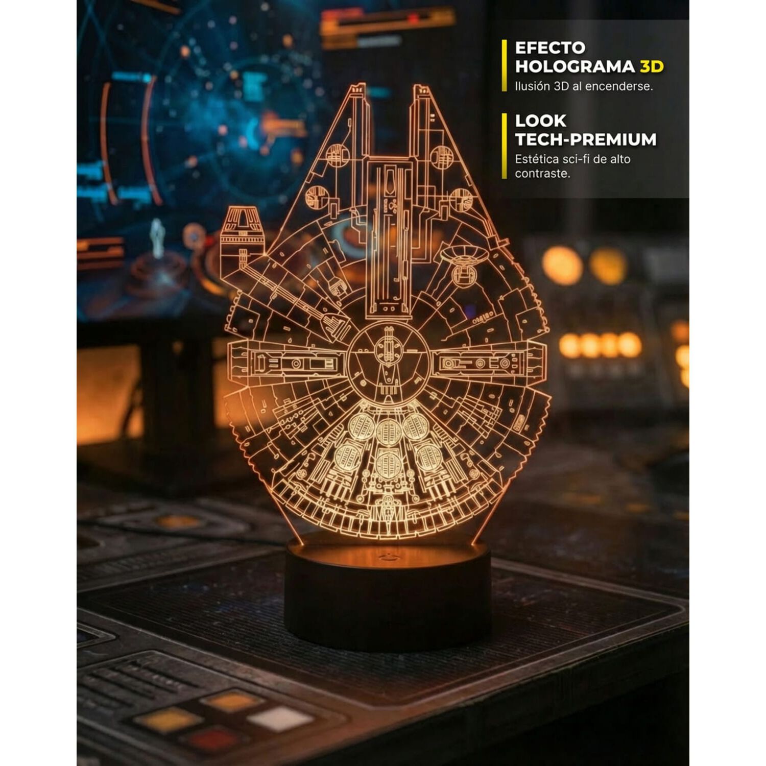 Lampara 3d Star Wars Halcon Milenario image number 3.0