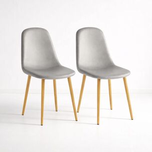 Pack De 2 Sillas Spoon Terciopelo - Gris
