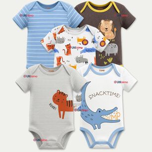Pack 5 Bodys Manga Corta 100% Algod&oacute;n Tedmimak Ni&ntilde;o Jungle Crew