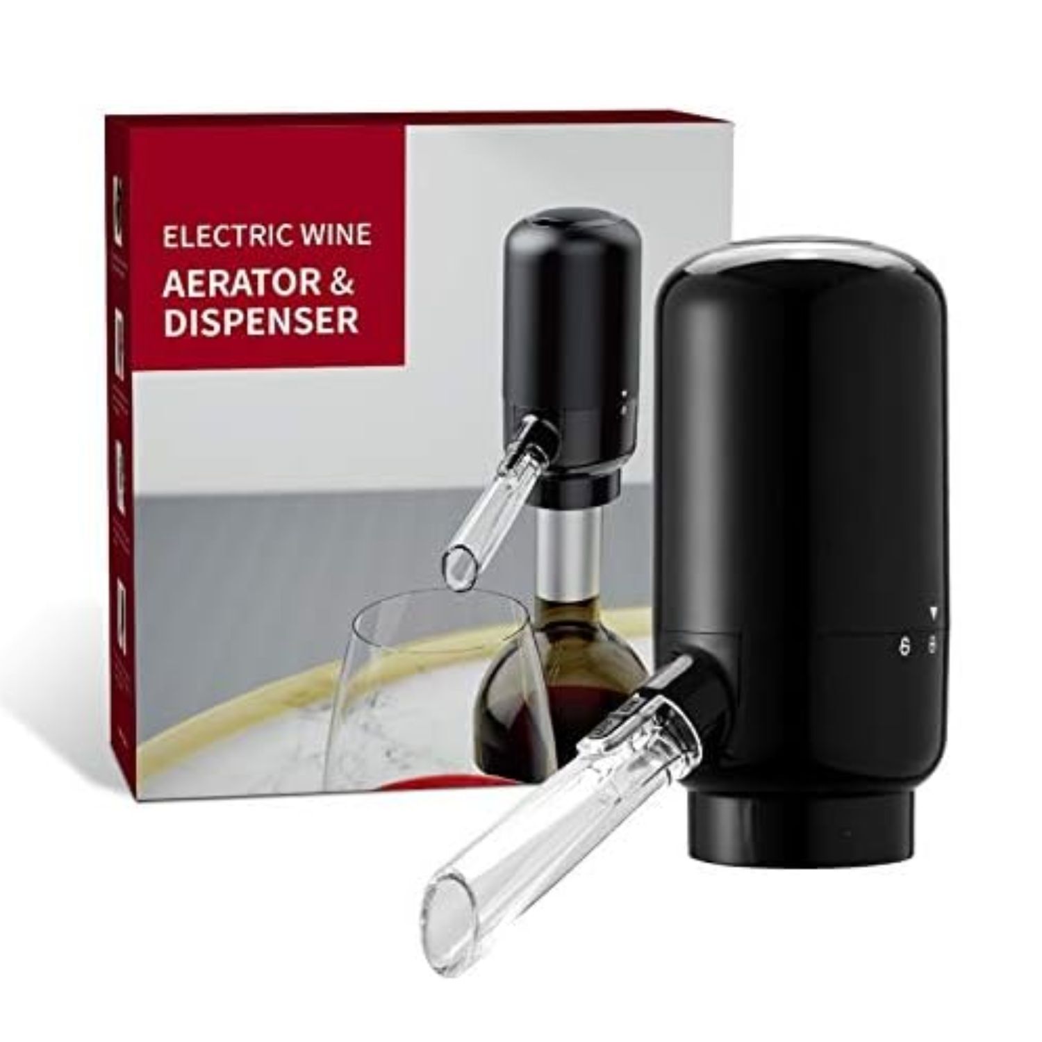 Aireador Dispensador El&eacute;ctrico Vino Negro Con Boqilla image number 0.0
