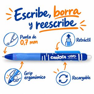 Bol&iacute;grafo Borrable Carioca Oops Azul Retr&aacute;ctil - Ps