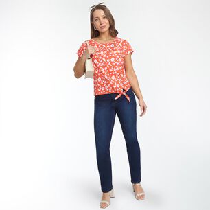 Polera Print Con Amarras En Pretina Manga Corta Cuello Redondo Mujer Geeps
