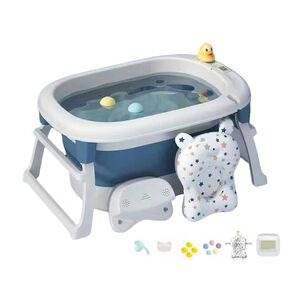 Ba&ntilde;era Con Cojin Term&oacute;metro Y M&aacute;s Accesorios Azul Lubabycas