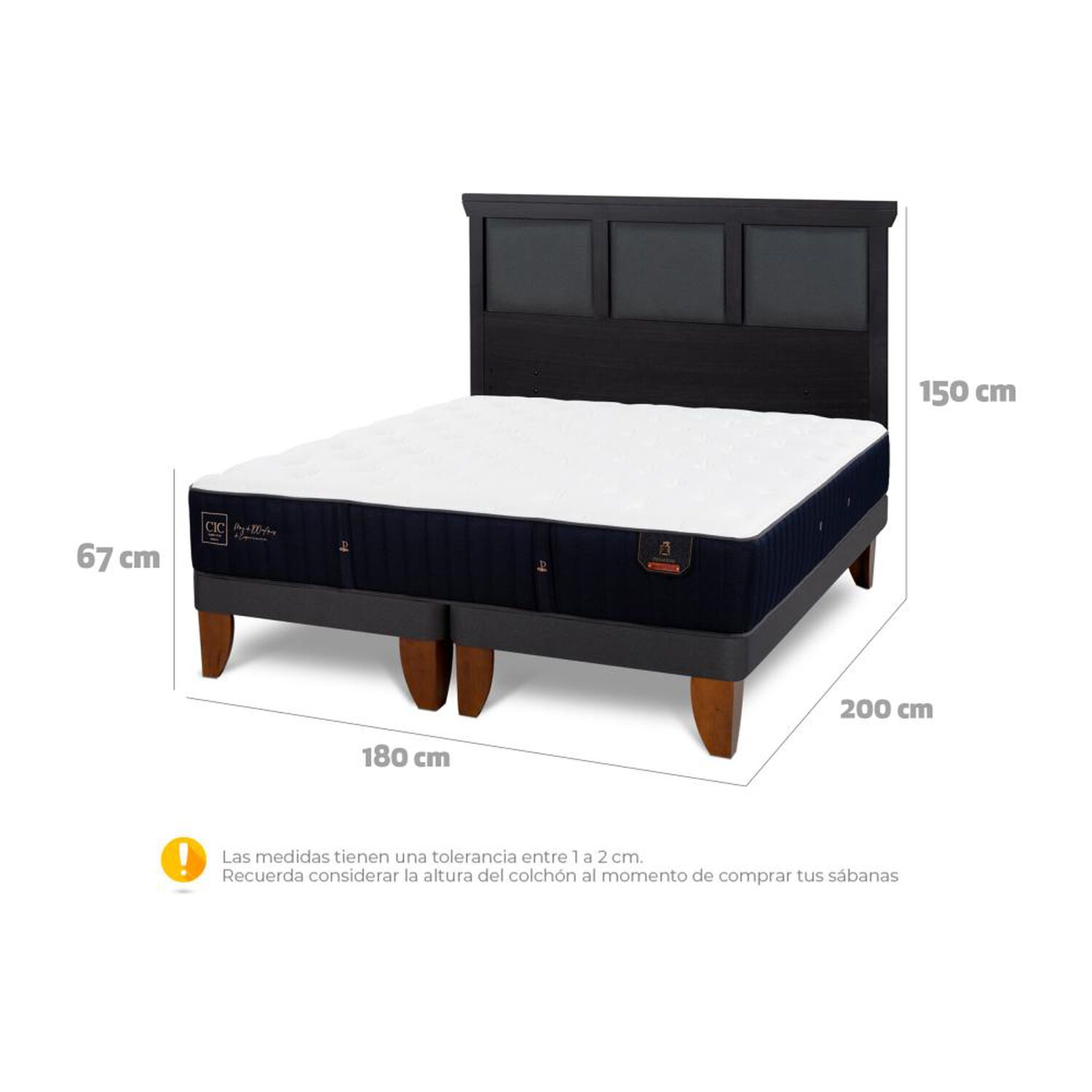 Cama Europea Cic Linea Premium / King / Base Dividida + Respaldo image number 5.0