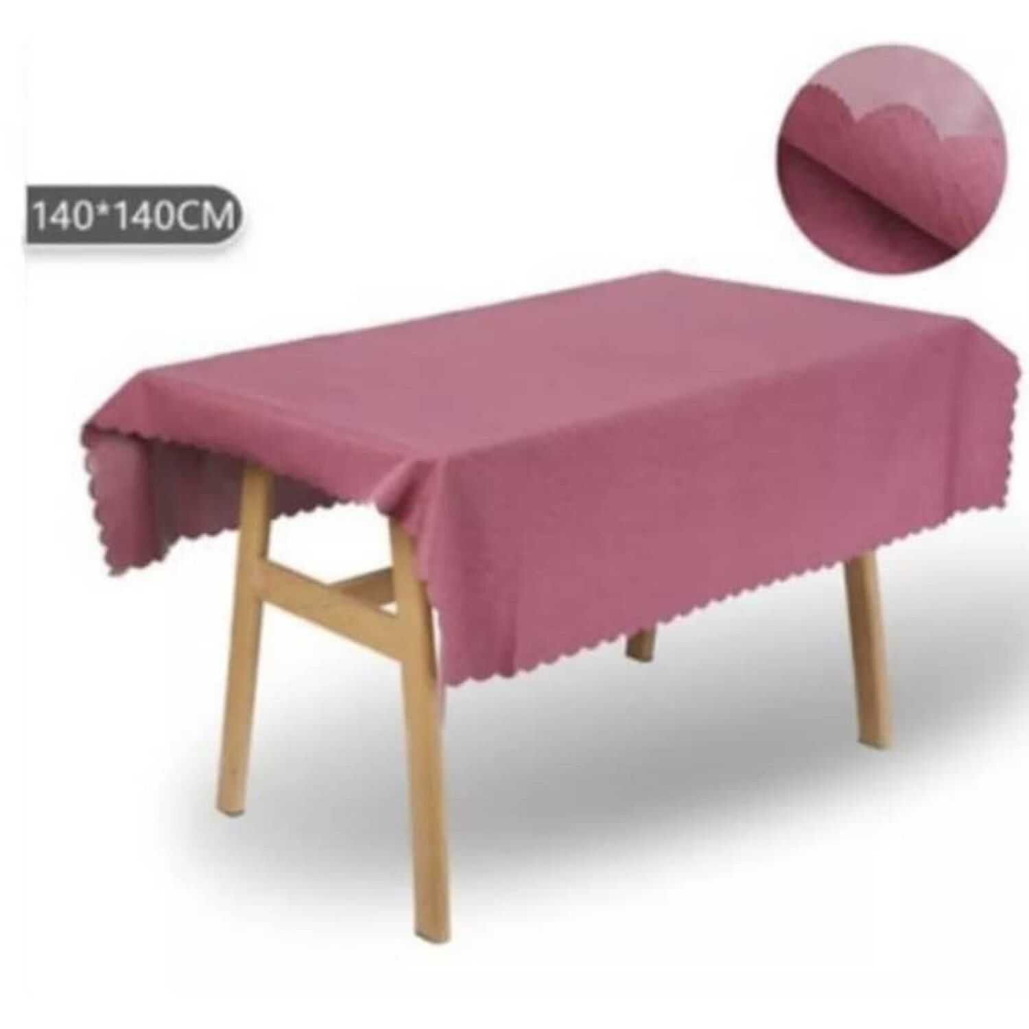 Mantel De Mesa Impermeable Liso Un&iacute; Color 140x140cm Rosa image number 2.0