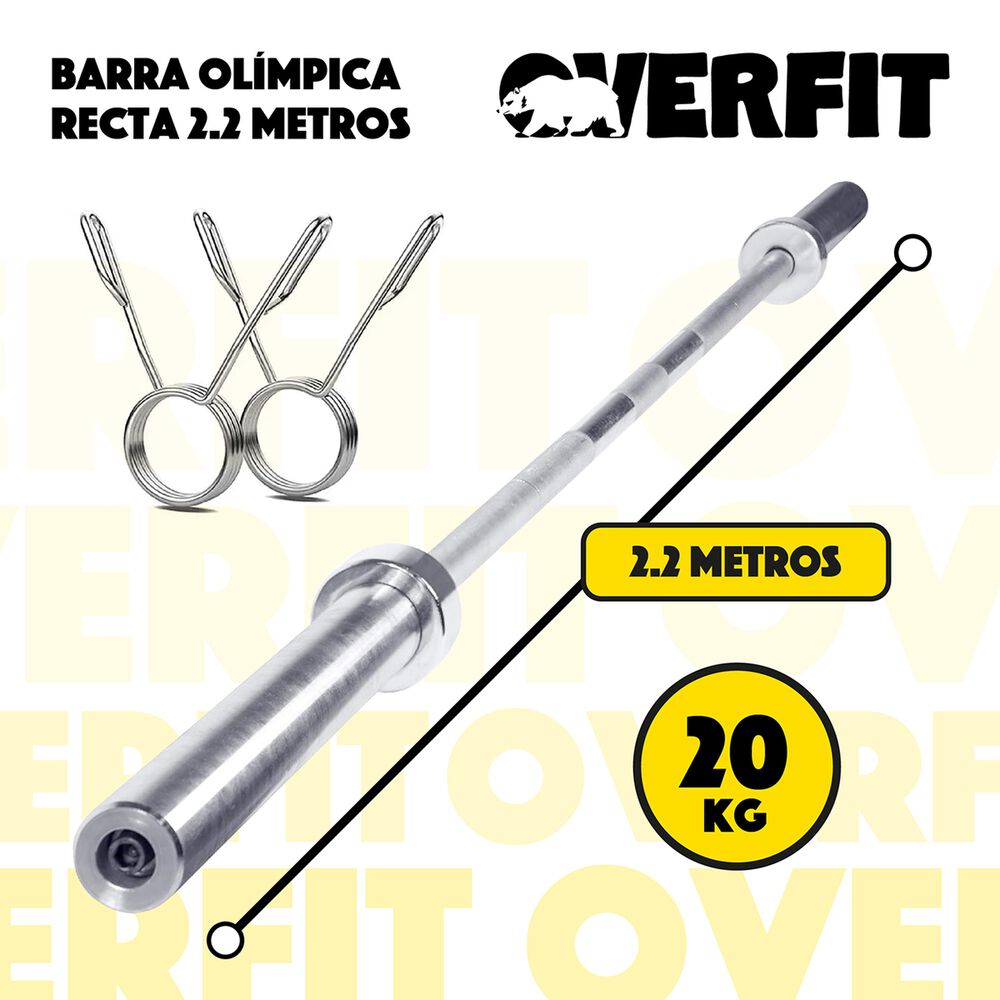 Barra Olimpica Recta Overfit 20kg 220cm Cromada Fitness image number 2.0