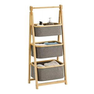 Estante De Almacenamiento De 3 Niveles Con Cesto Plegable